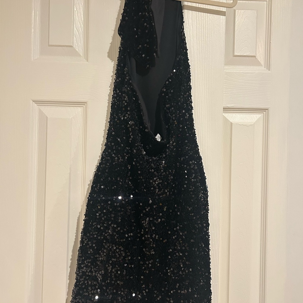 Topshop Elegant Black Sequin Dress open back size small (4) - Picture 3 of 5